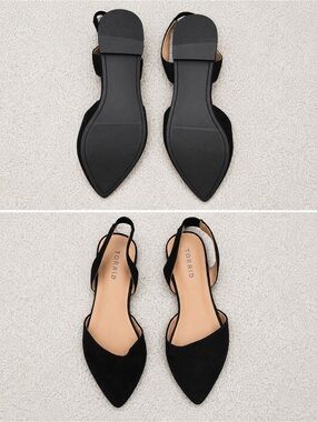 TORRID Black Faux Suede Pointed Toe Slingback Flats